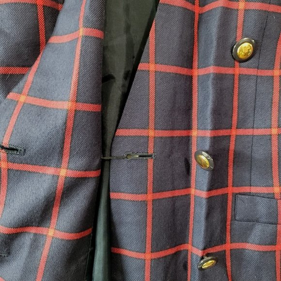 VTG Casual Corner Windowpane Plaid Blazer Womens Size 6 Gold Buttons & Pockets - Picture 6 of 16